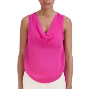 BCBG MaxAzria Eliza Sleeveless Cowl Neck Begonia Pink Blouse SZ XS!